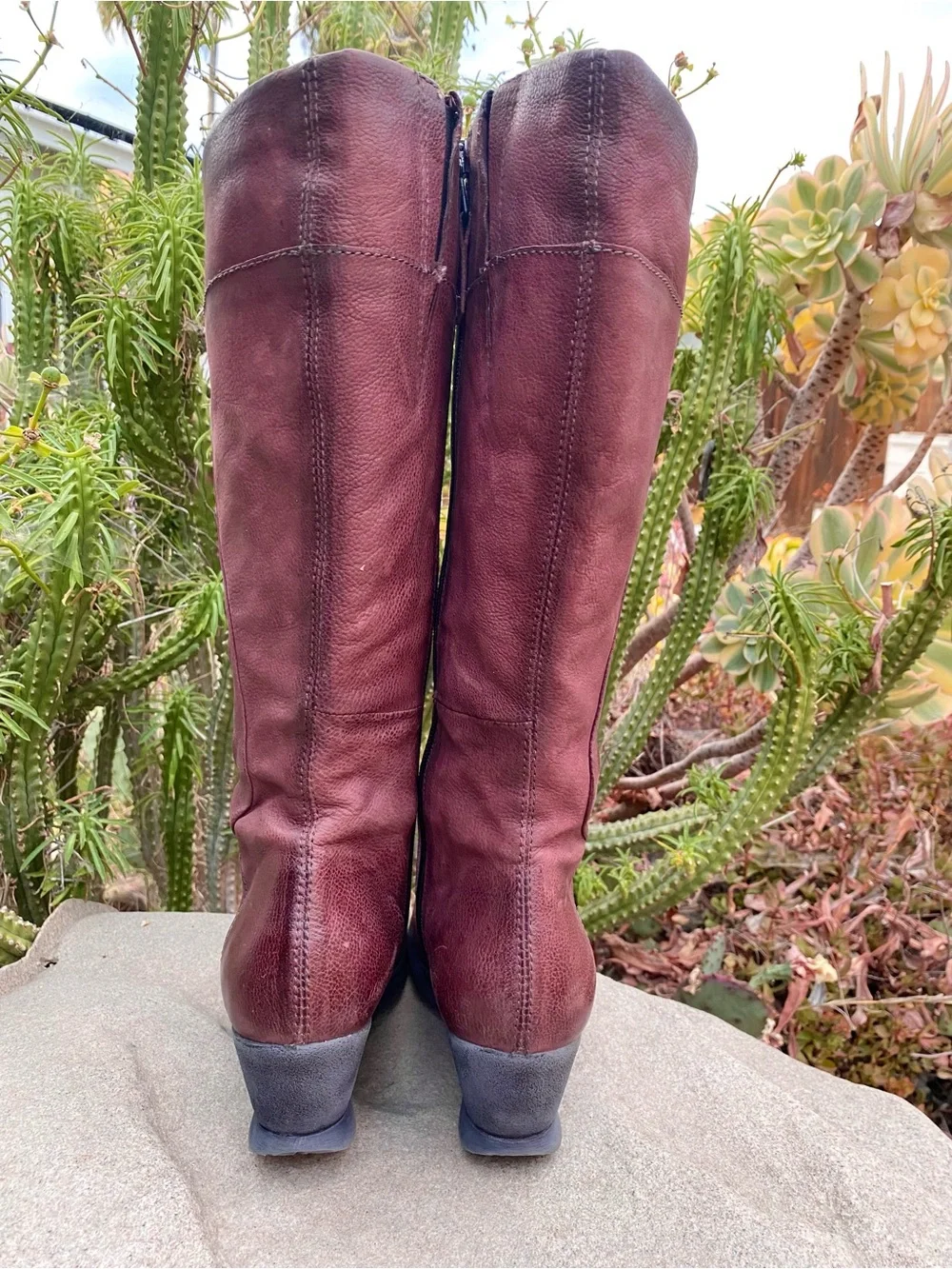 Miz Mooz Leather High Boots Bordeaux Women’s 38 US 7.5-8